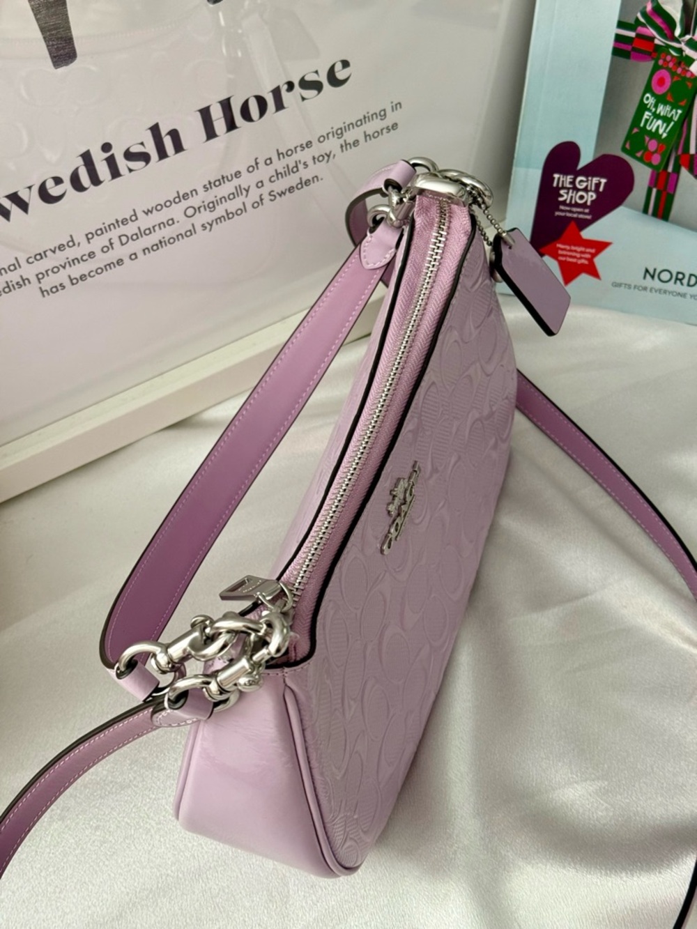 Coach Lilac Signature Embossed Crossbody Bag - Picture 5 of 11
